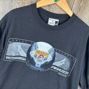 MLB Pittsburgh Pirates Vintage 2000 Puma Baseball T-Shirt Mens Medium Black